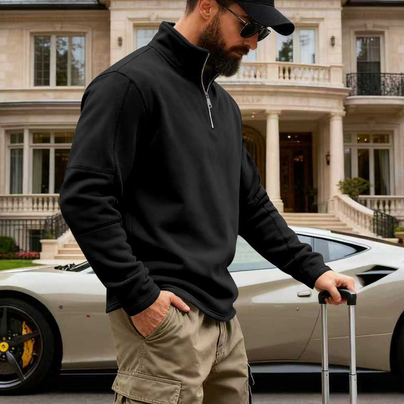 Herren Halbzip-Sweatshirt mit Stehkragen und markanten Nahtdetails EB