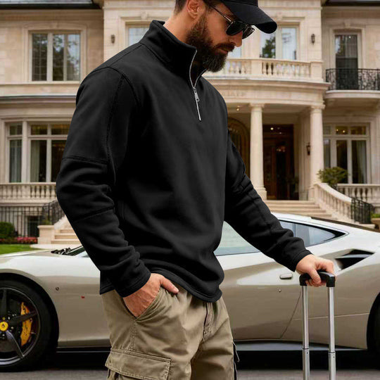 Herren Halbzip-Sweatshirt mit Stehkragen und markanten Nahtdetails EB