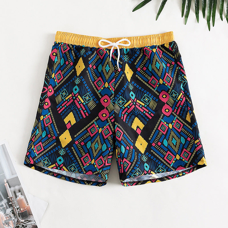 Damen Badeshorts mit buntem geometrischem Muster EB