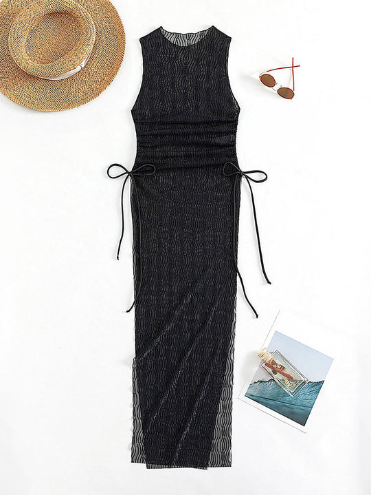 Damen Maxikleid mit raffiniertem Wickeldetail und eleganten Taillenzügen EB