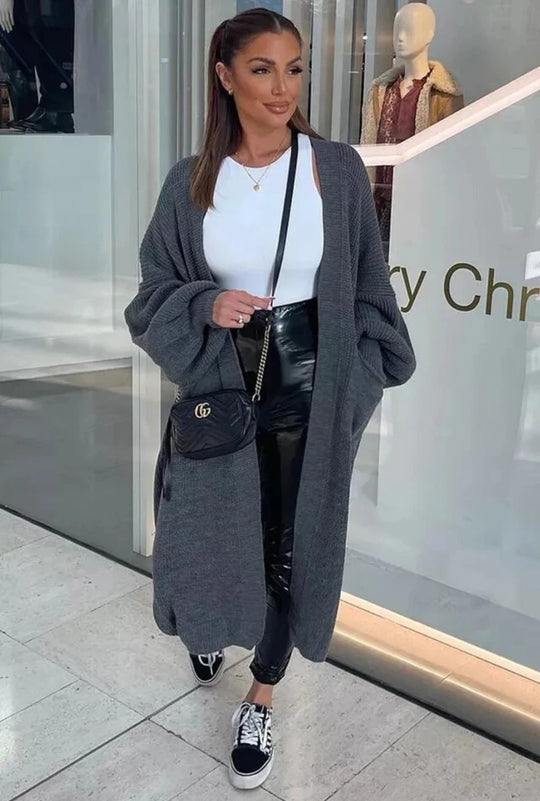 Damen Großer Strickcardigan mit offenem Schnitt und praktischen Taschen EB