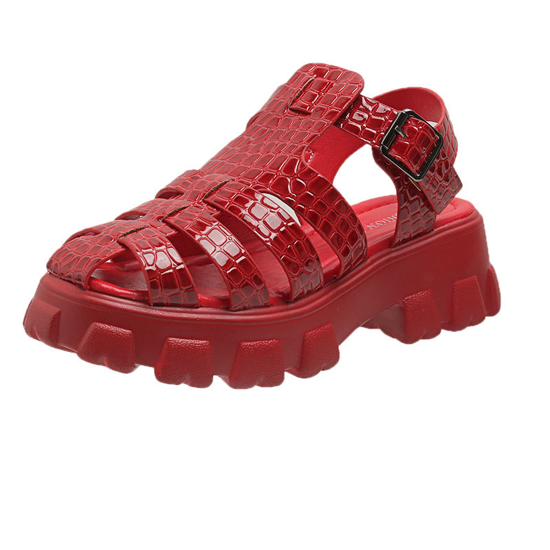 Damen Plateau-Sandalen mit trendigem Riemendesign und stabiler Gummisohle EB