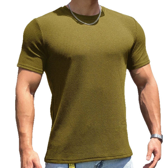 Herren strukturiertes T-Shirt in schlanker Passform mit Rundhalsausschnitt EB