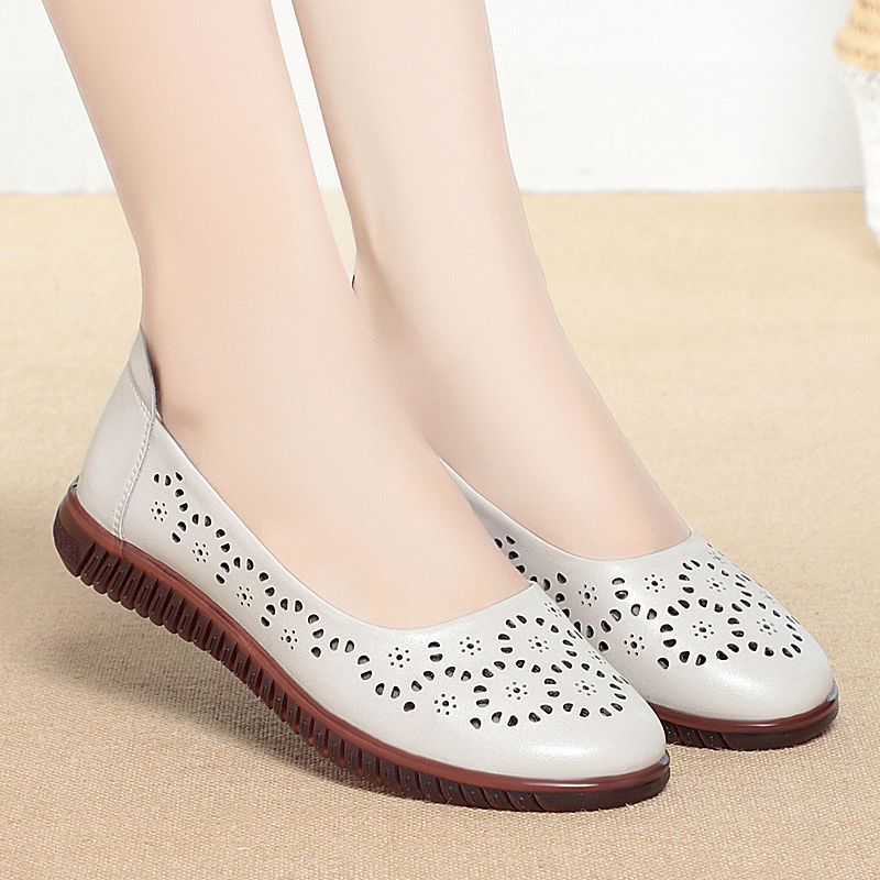 Damen Ballerinas mit atmungsaktiver Lochmusterung und flexiblem Sohlenkomfort EB