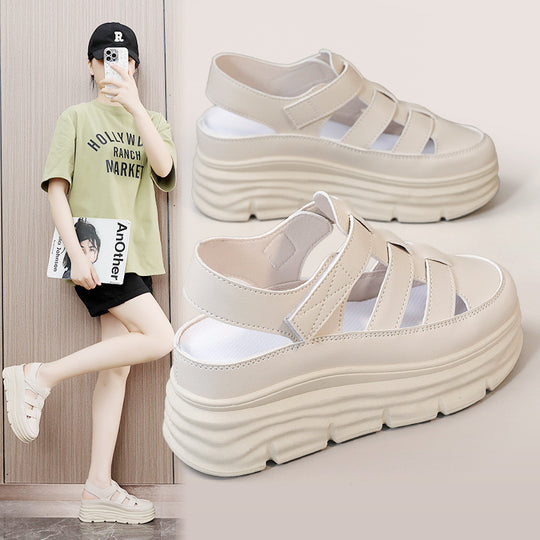 Damen Plattform-Sandalen mit verstellbarem Riemen und rutschfester Sohle EB