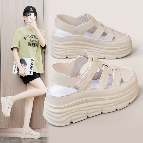 Damen Plattform-Sandalen mit verstellbarem Riemen und rutschfester Sohle EB