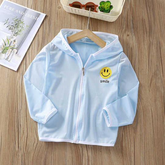 Unisex nan Kinder leichte Kapuzenjacke mit atmungsaktivem Meshstoff und durchgehendem Reißverschluss  EB