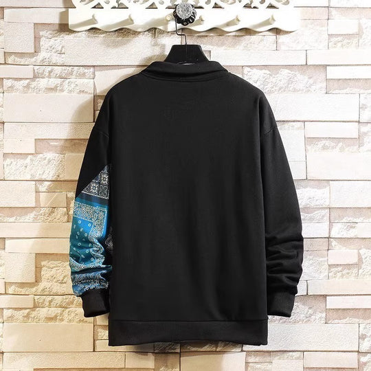 Herren stylisches Polo-Pullover mit Paisley-Design und klassischem Kragen EB