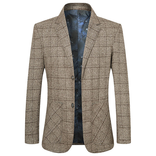 Herren Elegantes kariertes Einreihiges Sakko mit tailliertem Schnitt EB