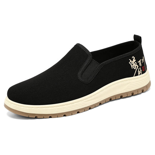 Herren nan nahtloser Canvas-Slip-On mit elastischem Einstieg, besticktem Fersenmotiv und rutschfester EVA-Laufsohle EB