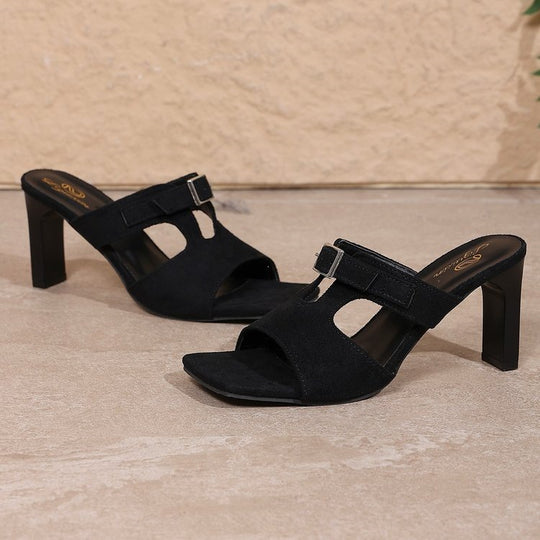 Damen elegante Slingback-Pantoletten mit modischem Schnallen-Detail EB