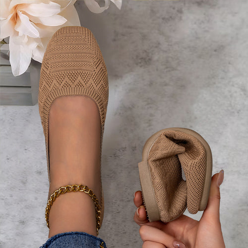 Damen Komfortable und atmungsaktive Strickballerinas EB