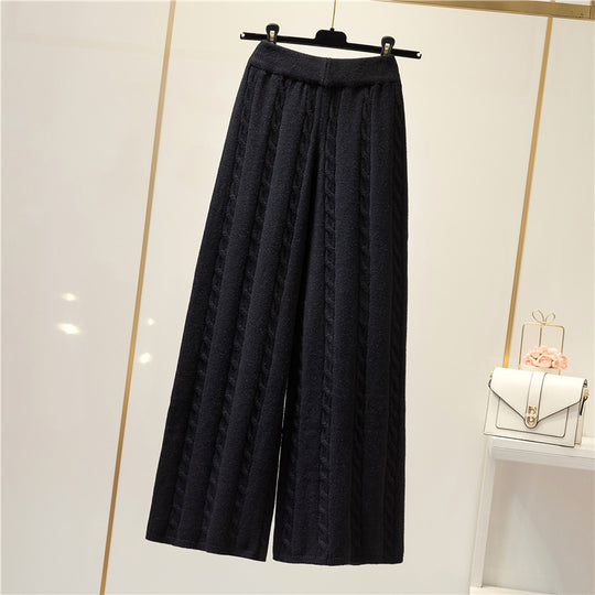 Damen Strickweite Palazzo-Hose mit Zopfmuster EB