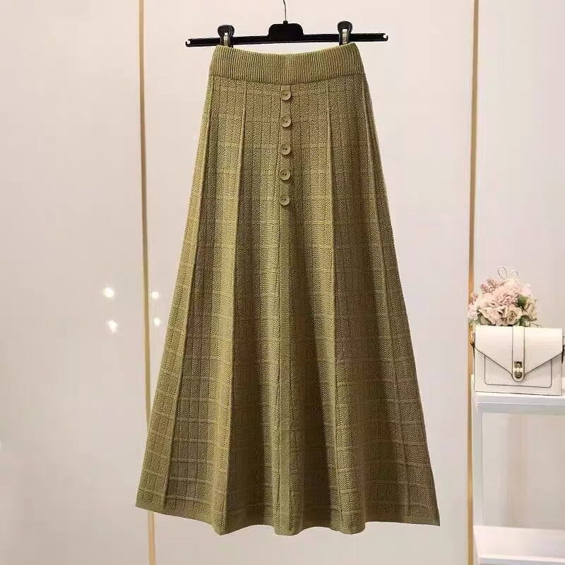 Damen Maxirock mit Struktur und Knopfdetails EB