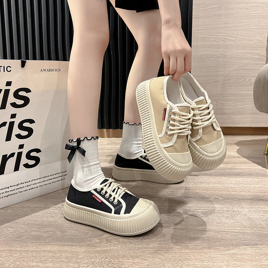 Damen lässige Slip-On Sneakers mit dicker Sohle EB