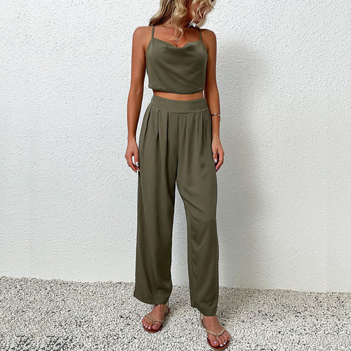 Damen Urbane Jumpsuit mit weitem Bein und flutterndem Oberteil EB