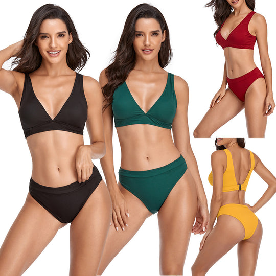 Damen Triangel-Bikini-Set mit modischem Schnitt und hohem Bund EB