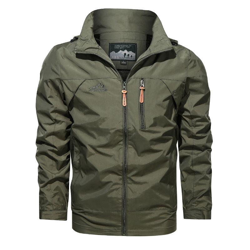 Herren  leichte wasserabweisende Softshell Outdoorjacke mit Kapuze Brusttasche EB