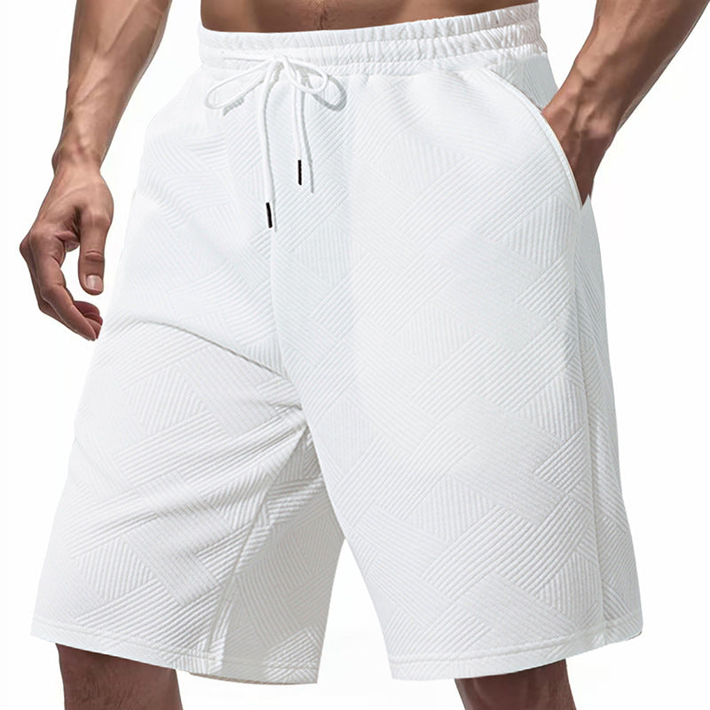 Herren nan knielange Textur-Badeshort mit elastischem Kordelbund und seitlichen Eingrifftaschen EB