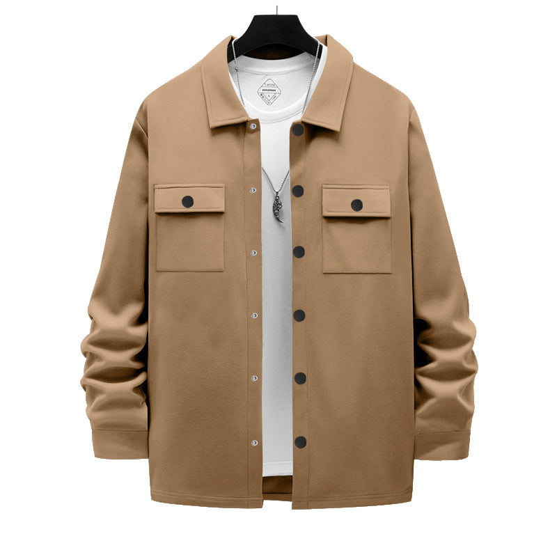 Herren nan Overshirt-Jacke mit Brustklappen, lockerer Passform und durchgehender Knopfleiste EB