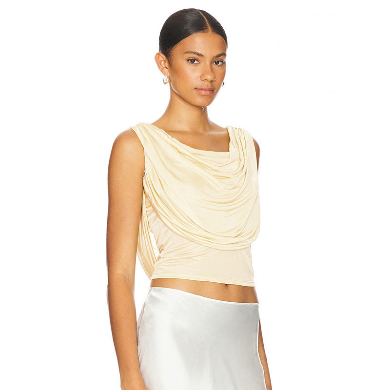 Damen elegantes lockeres Oberteil mit Drapierung EB