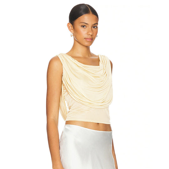 Damen elegantes lockeres Oberteil mit Drapierung EB