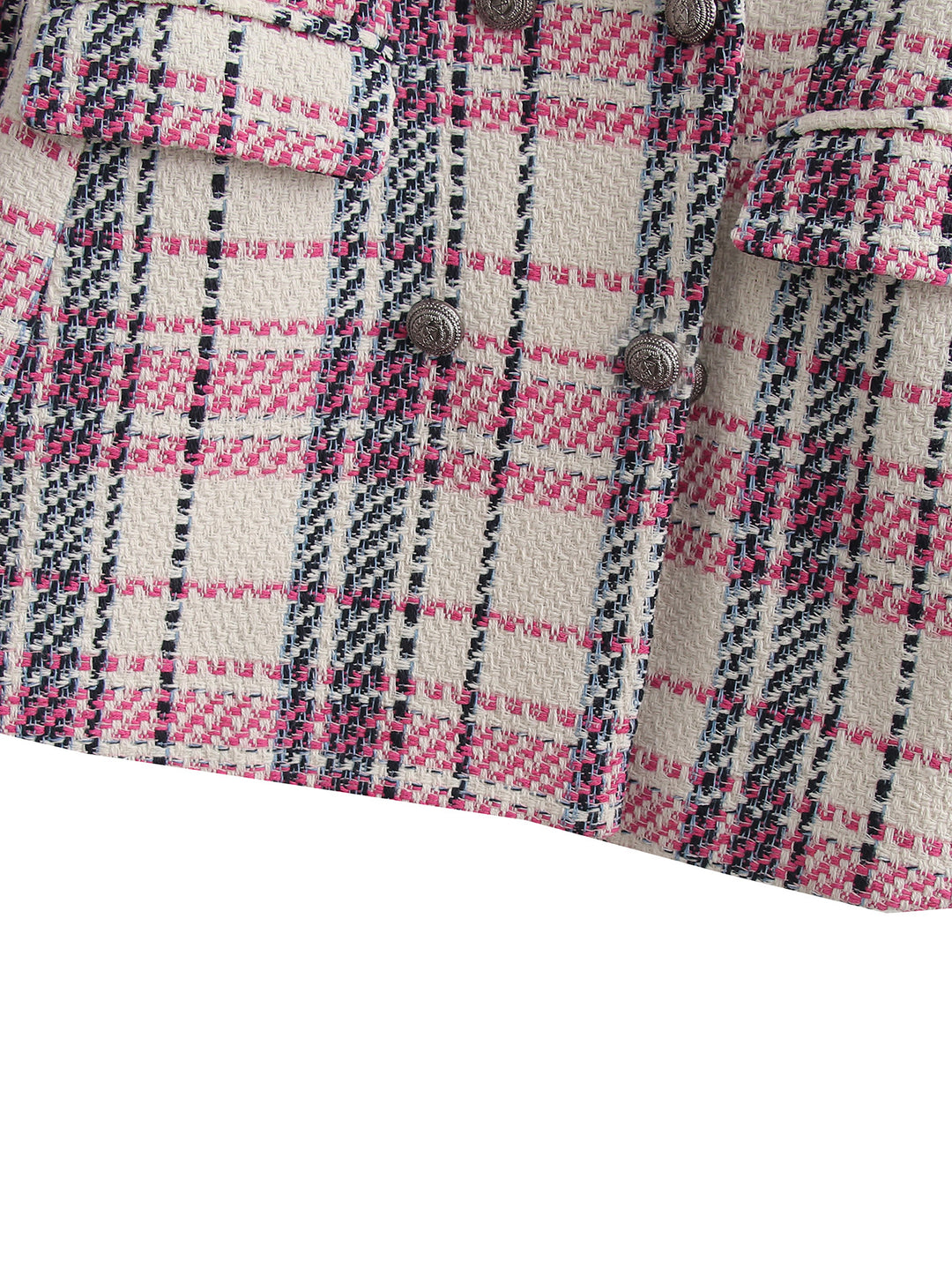 Damen Bouclé-Tweed Longblazer mit Doppelreihigem Verschluss und Pattentaschen EB