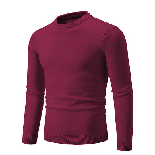 Herren Feiner Strickpullover mit Rundhalsausschnitt und Rippdetails EB