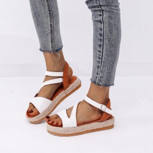 Damen Plateau-Sandalen mit offener Zehenpartie und modischem Riemendesign EB
