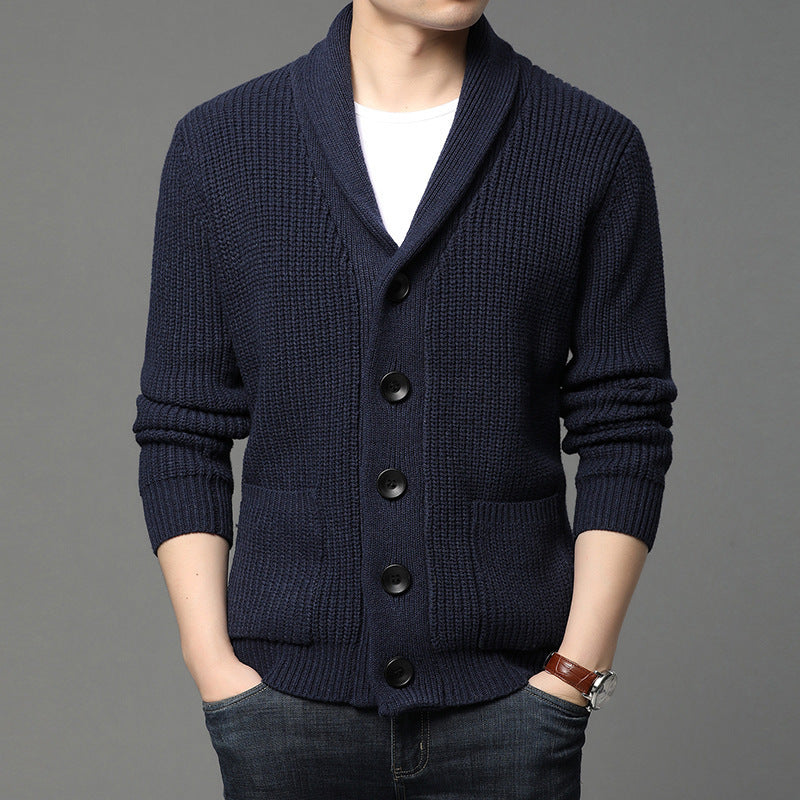 Herren Strickjacke mit Schalkragen und praktischen Taschen EB