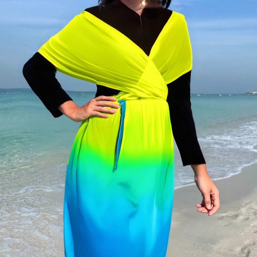 Damen Strandkleid mit Wickel- und Farbverlauf EB
