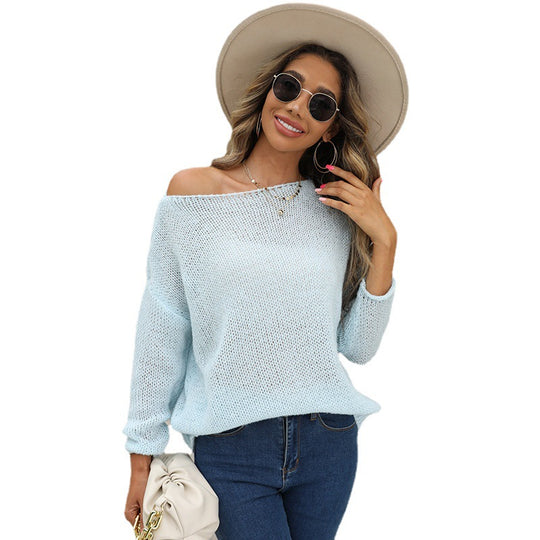 Damen lässiger Strickpullover mit offenem Maschenmuster und lässigem Schnitt EB