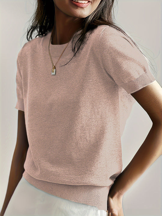 Damen Feinstrickpullover mit Kurzarmiger Silhouette und Weich Fließendem Material EB