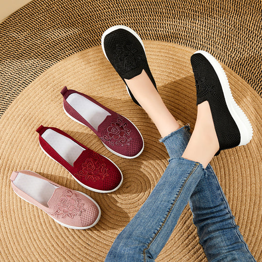 Damen Slip-On Sneakers mit floralen Details EB