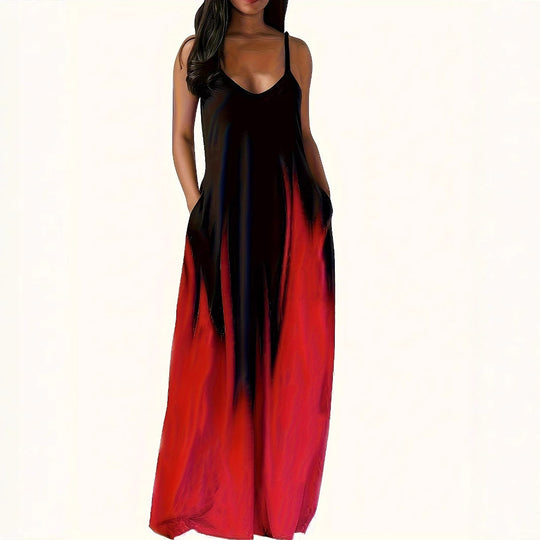 Damen Maxikleid mit elegantem Schnitt und seitlichen Taschen EB