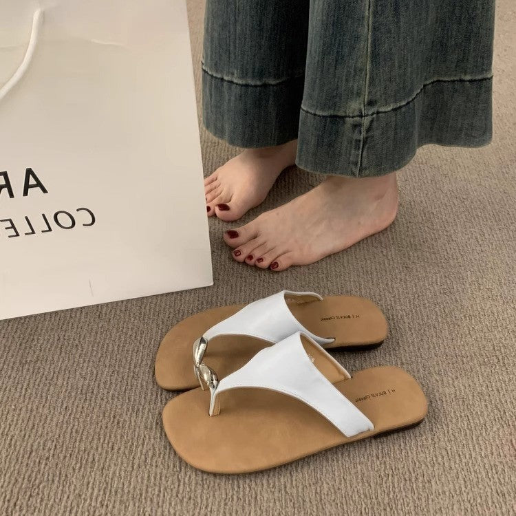 Damen Zehentrenner-Sandalen mit modischen Riemen und komfortablem Fußbett EB