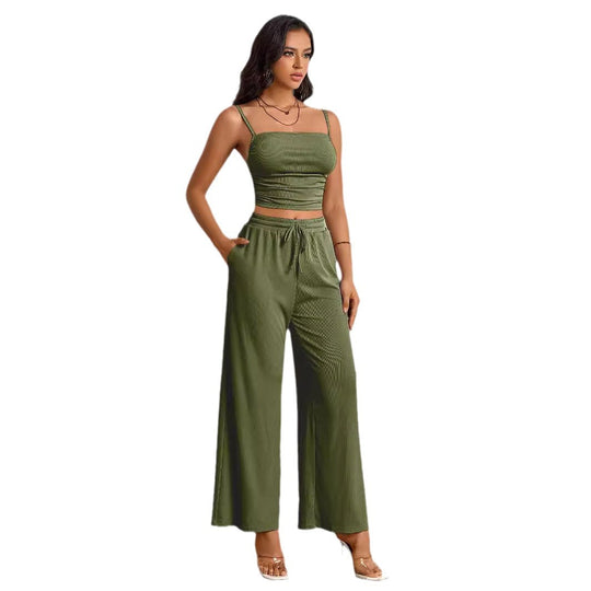Damen Ripp-Top mit verstellbaren Spaghettiträgern und elastischer Taille EB