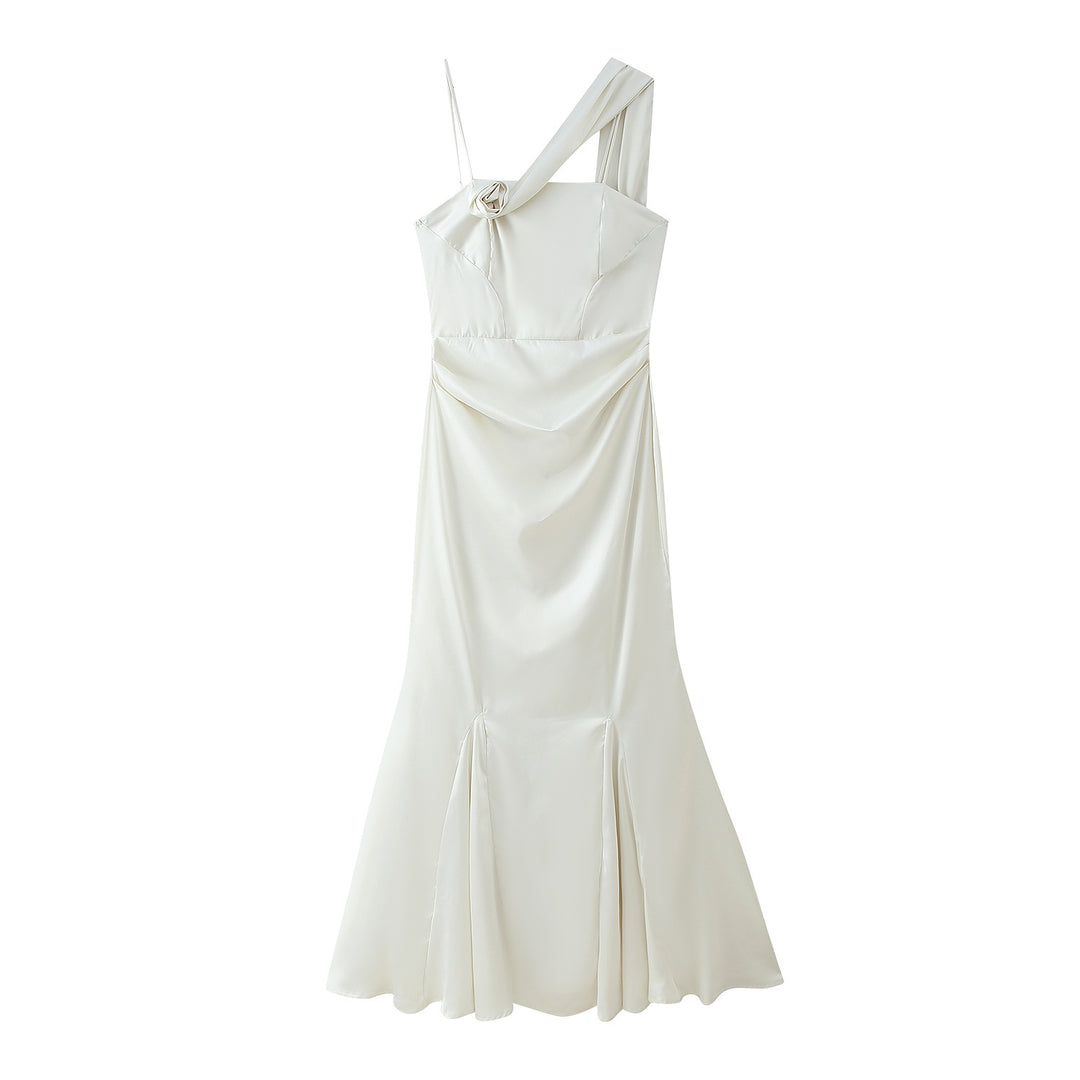 Damen Maxikleid mit asymmetrischem Schnitt und elegantem Rüschendetail EB