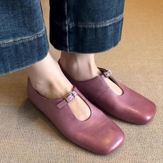 Damen elegante Mary Jane Schuhe mit modischem Riemen und weichem Leder EB