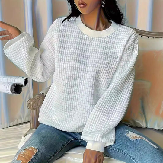 Damen Casual Oversized Pullover mit strukturiertem Design EB