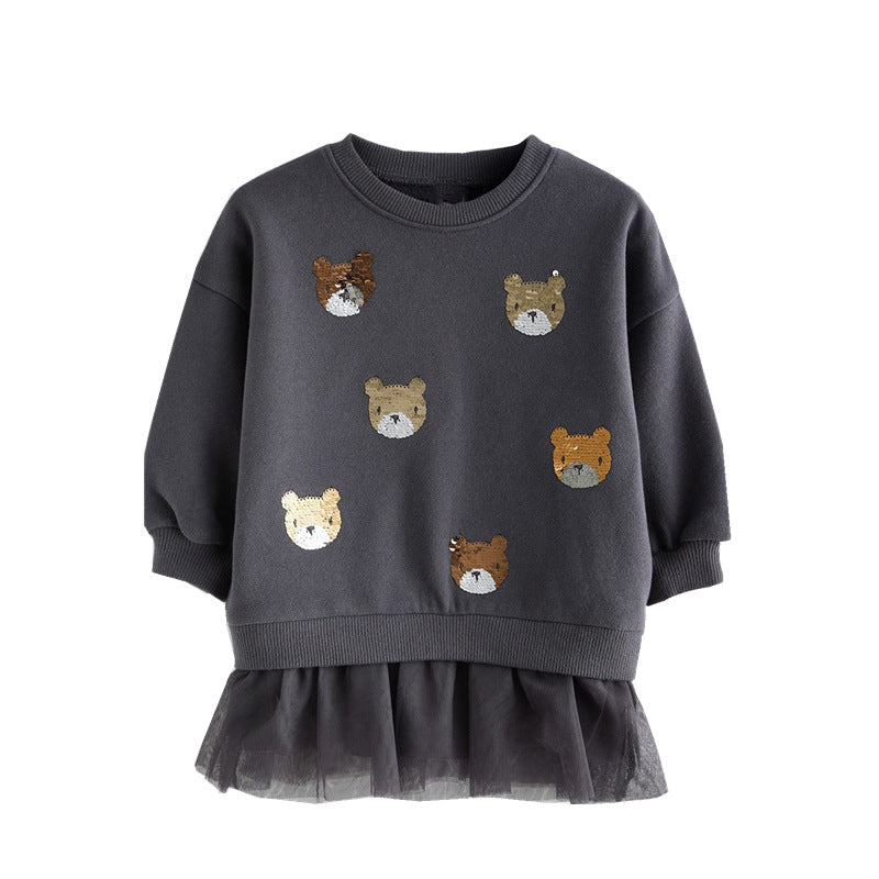 Mädchen Sweatshirt mit Tüllunterrock und tierischen Applikationen EB