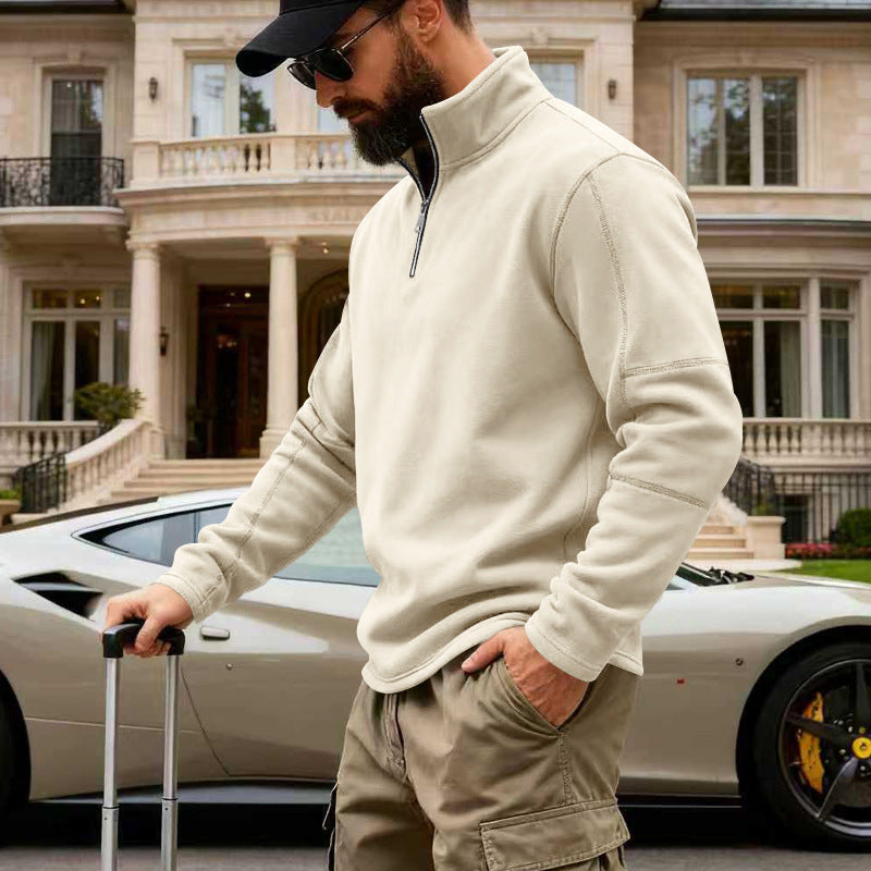 Herren nan Halbzip-Fleecepullover mit Stehkragen, verstärkten Nähten und reiseoptimiertem Schnitt EB