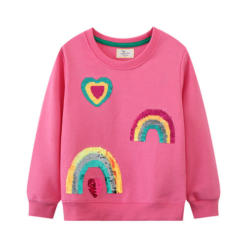Mädchen Sweatshirt mit glitzernden Regenbogenapplikationen EB