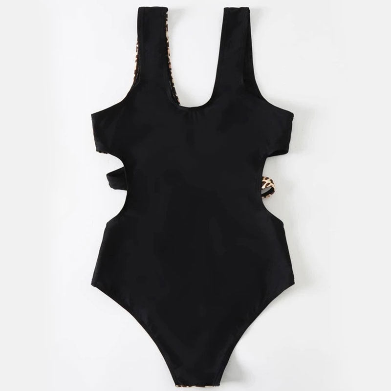 Damen Einteiliger Badeanzug mit Schnitt und Tiermotiv EB