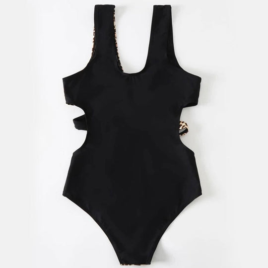Damen Einteiliger Badeanzug mit Schnitt und Tiermotiv EB