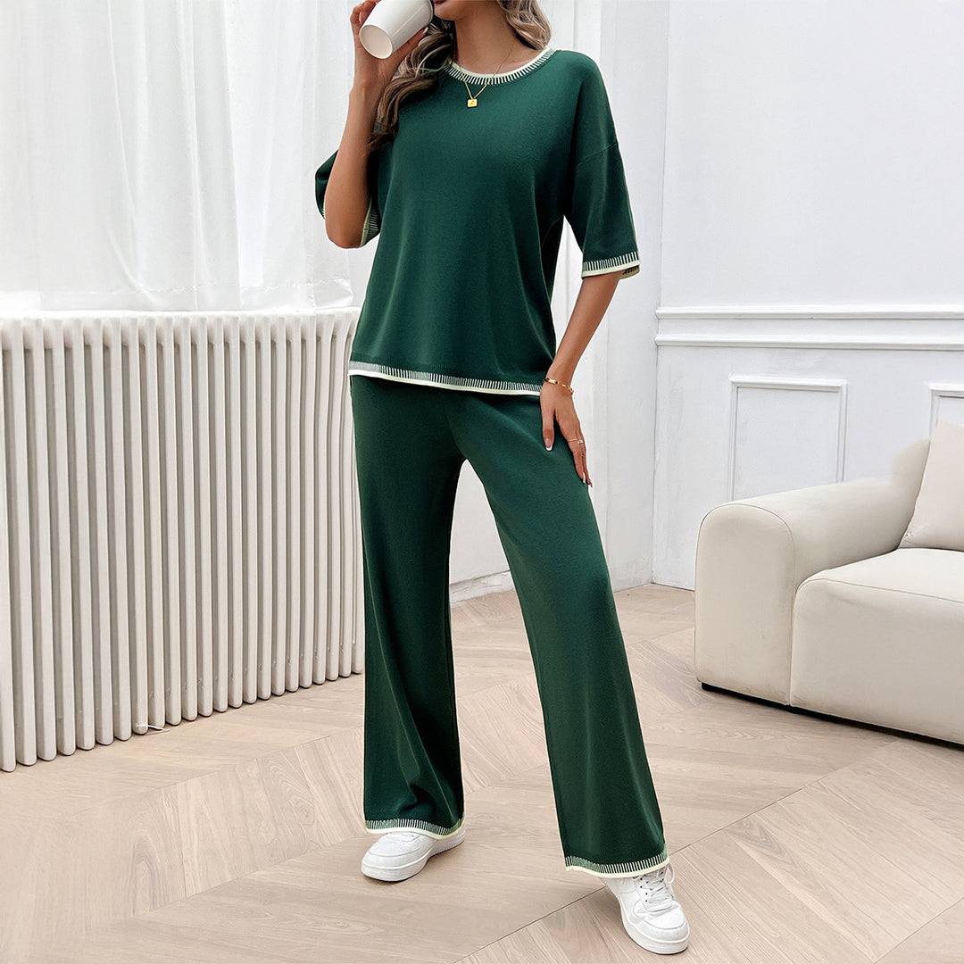 Damen Lässiges Set aus weitem Oberteil und weiten Hosen EB