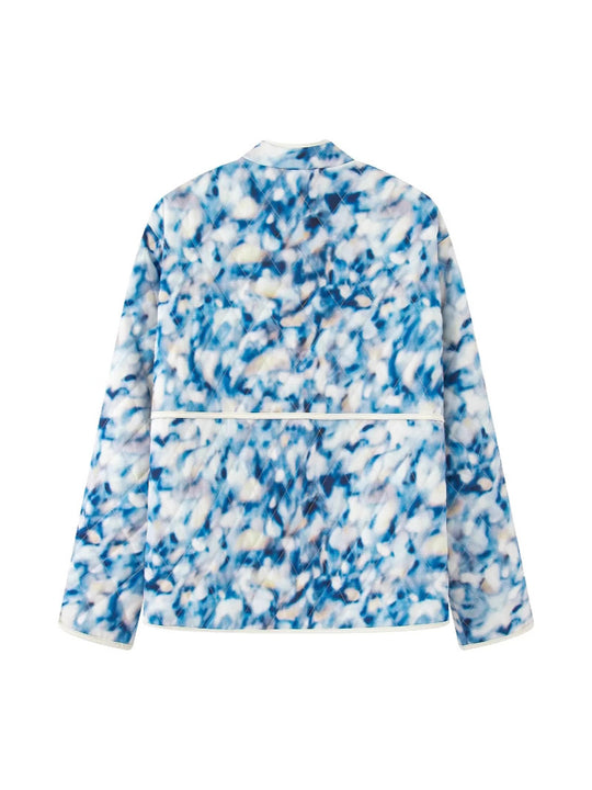 Damen gestepptes Blütenmuster-Jacke mit praktischen Taschen EB