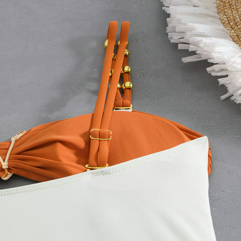 Damen Einteiler Badeanzug mit elegantem Cut-Out und modischen Trägerschlaufen EB
