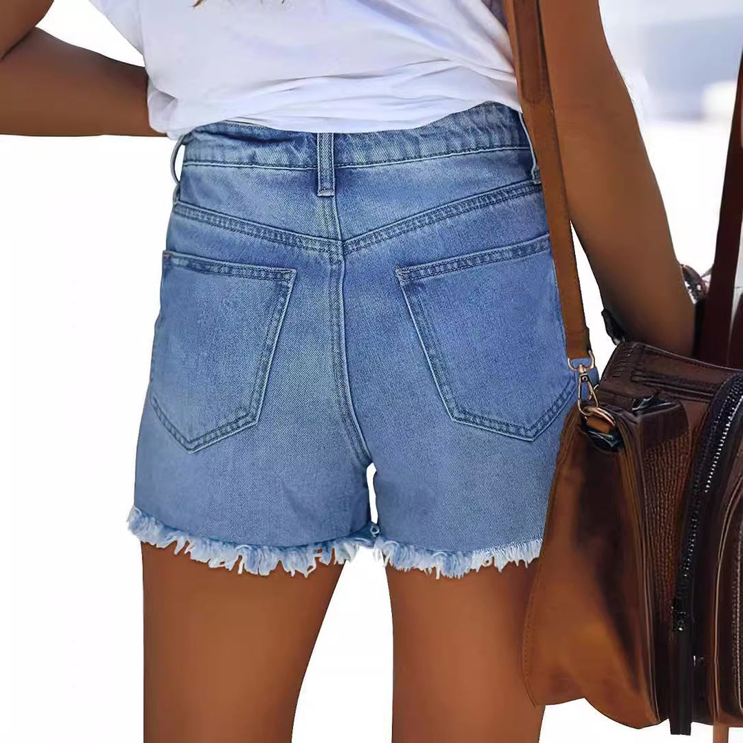 Damen Destroyed Denim Shorts EB