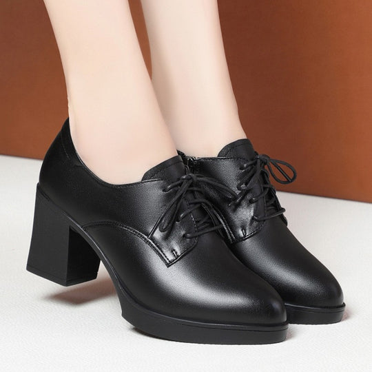 Damen Elegante Schnürstiefeletten mit modischem Blockabsatz und rutschfester Sohle EB